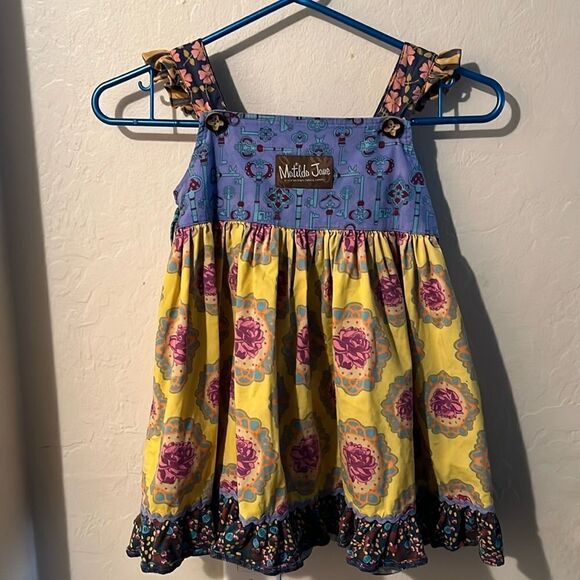 Matilda Jane Paint By Numbers Multi Print Apron Hot Air Balloon Floral Dress - Picture 1 of 9